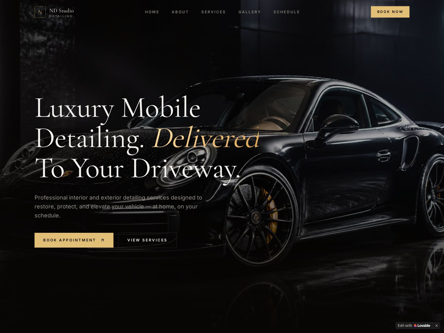 ND Detailing website homepage