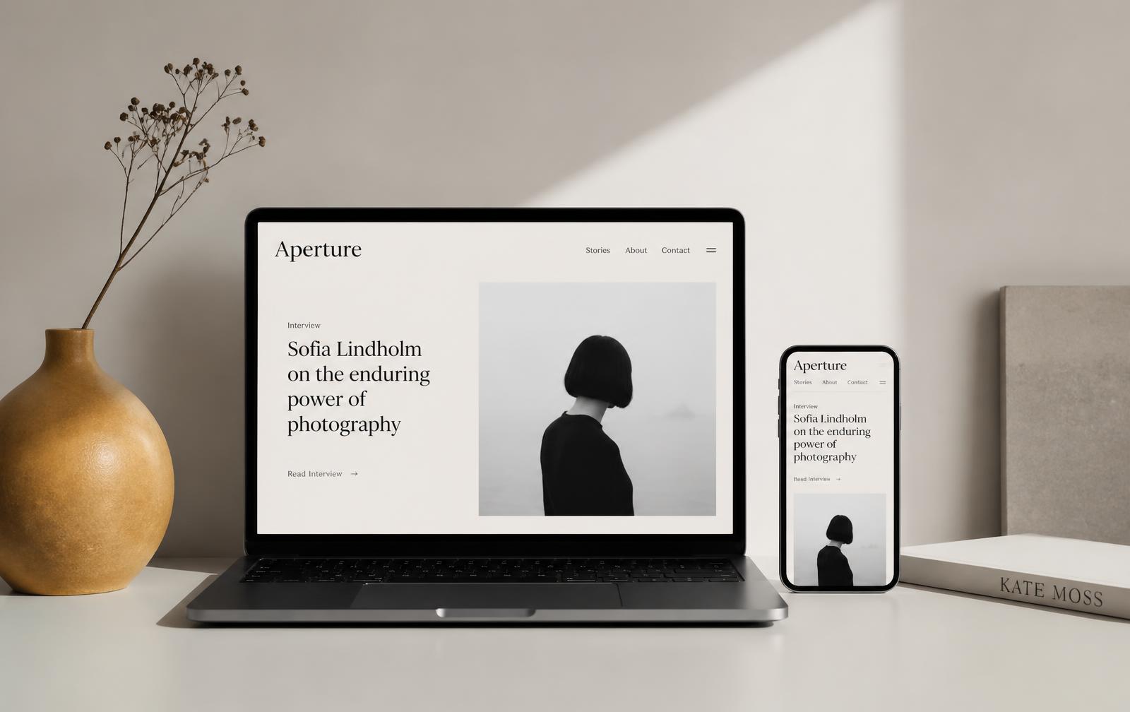 ND Studio website layout on a laptop and phone